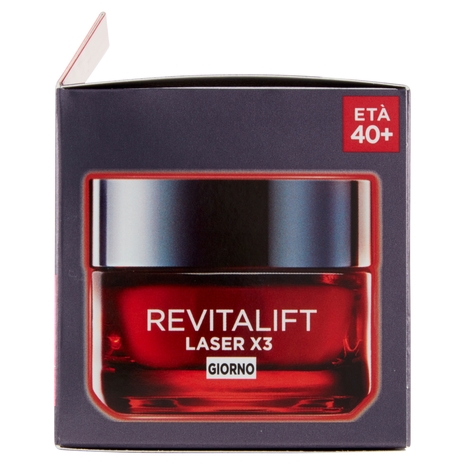 L'Oréal Paris Crema Viso Giorno Antietà Revitalift Laser X3, con Acido Ialuronico e ProXylane, 50 ml